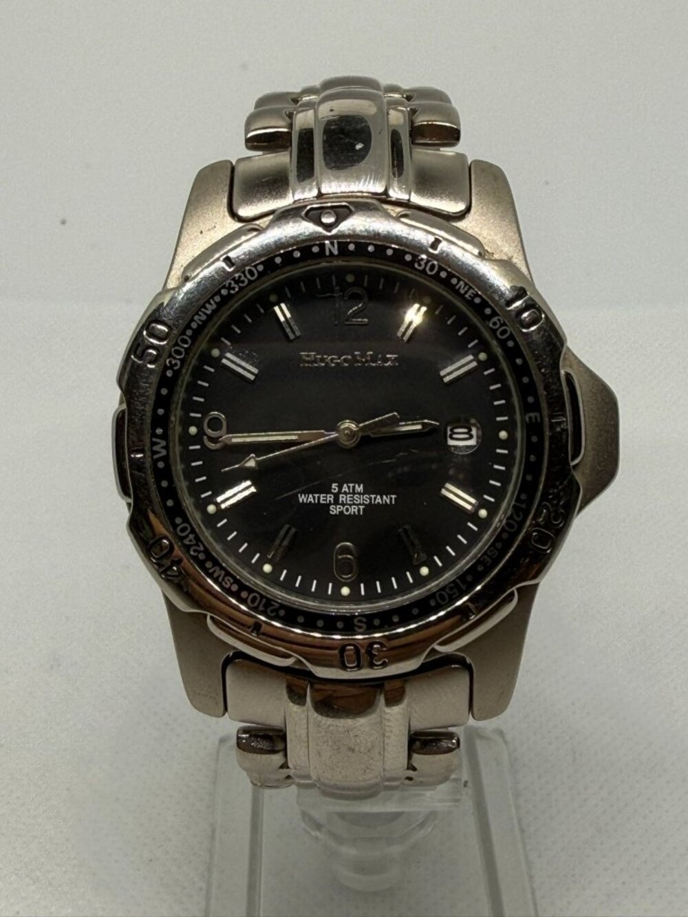 Hugo Max Men Stainless Steel Black Dial Quartz Watch 5 ATM Water Resistant 85033